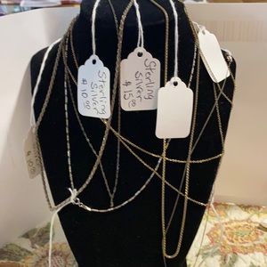 A lot of 8 Sterling chains 16” & 18” lengths
